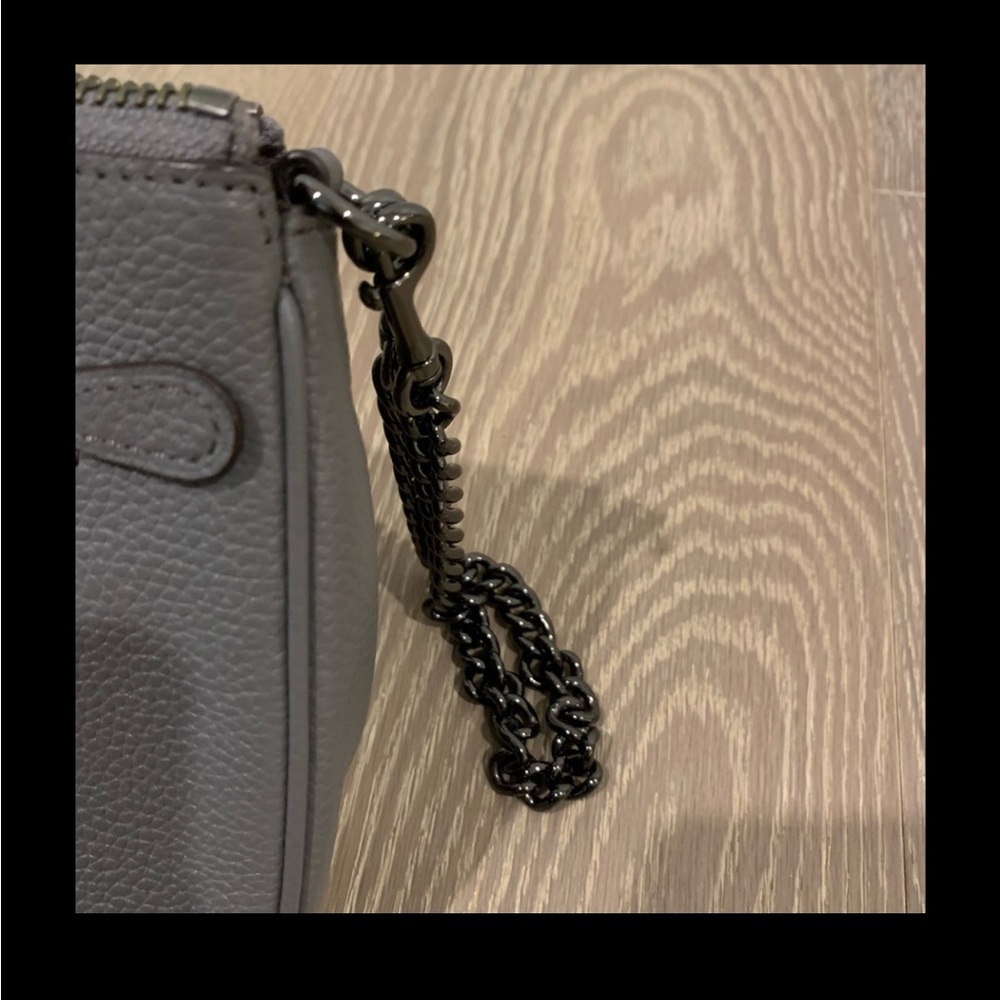 Coach Gray Studded Leather Wristlet with Mixed Metal Accents - Picture 3 of 6